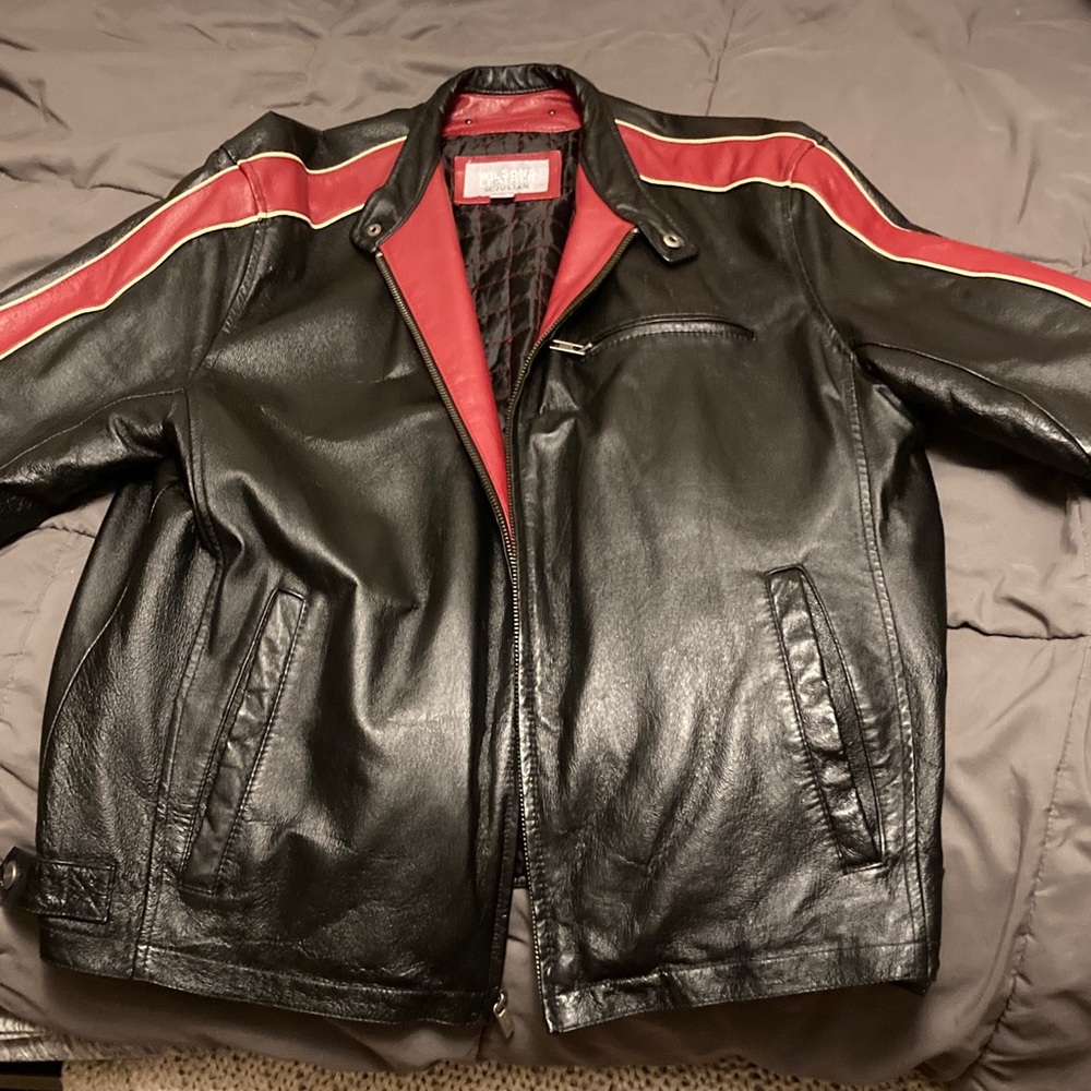 Wilsons Leather Black Jacket with Red Accents